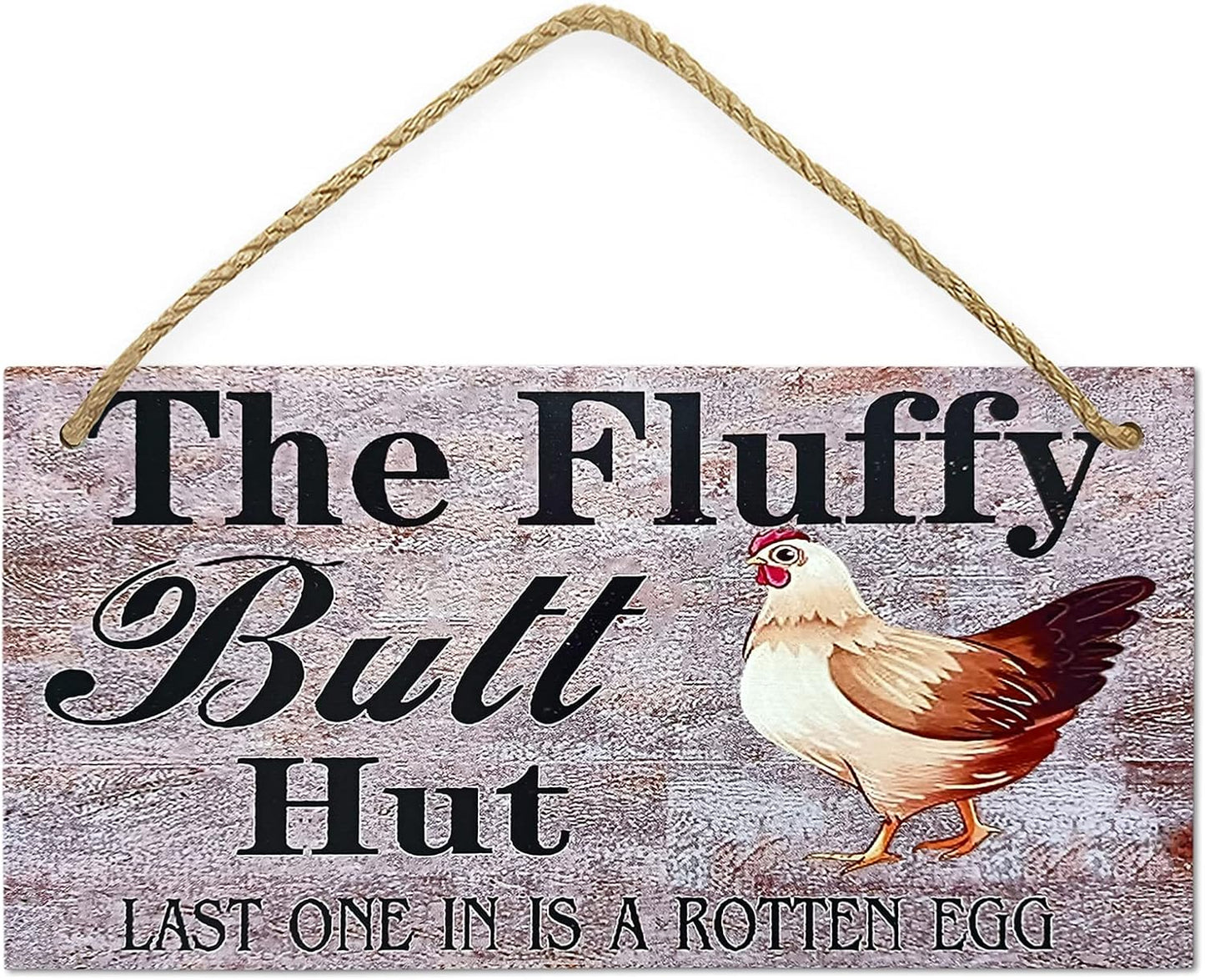 Chicken Stuff Chicken Yard Signs Chicken Coop Signs Fluffy Butt Hut Wood Signs 10X5 Inch