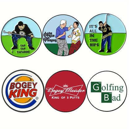 6 Counts Funny Happy Gilmore Golf Ball Marker Sets, Golf Accessories for Men Golfers Dad Boyfriend Retirement Fathers Day