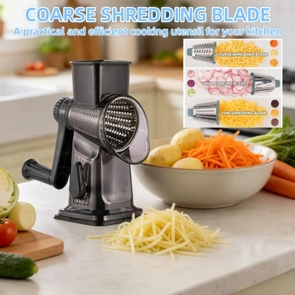 3 In1 Rotary Cheese Grater Vegetable Slicer Nut Grinder Manual Shredder for Fruits Vegetables Nut Butter Kitchen Items Tools