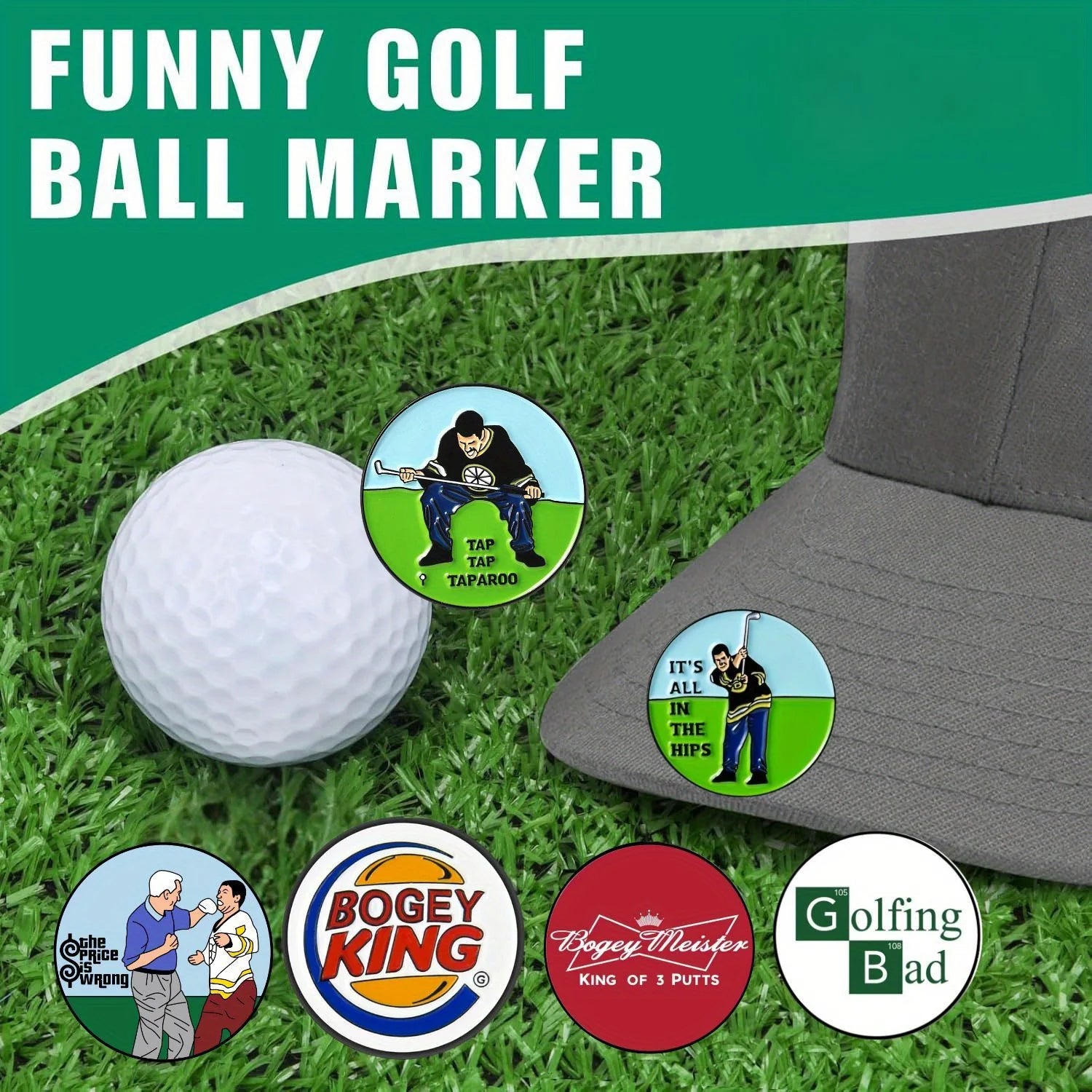 6 Counts Funny Happy Gilmore Golf Ball Marker Sets, Golf Accessories for Men Golfers Dad Boyfriend Retirement Fathers Day