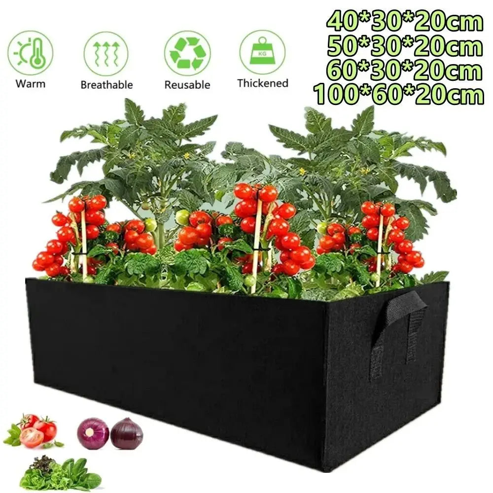 Garden Planting Bag with Handles Multi-Size Felt Grow Bag Rectangle Planting Nursery Pot Vegetable Tomato Potato Planting