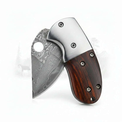 Mini Damascus Steel Folding Knife – Compact EDC Pocket Knife for Men | Gift Knife