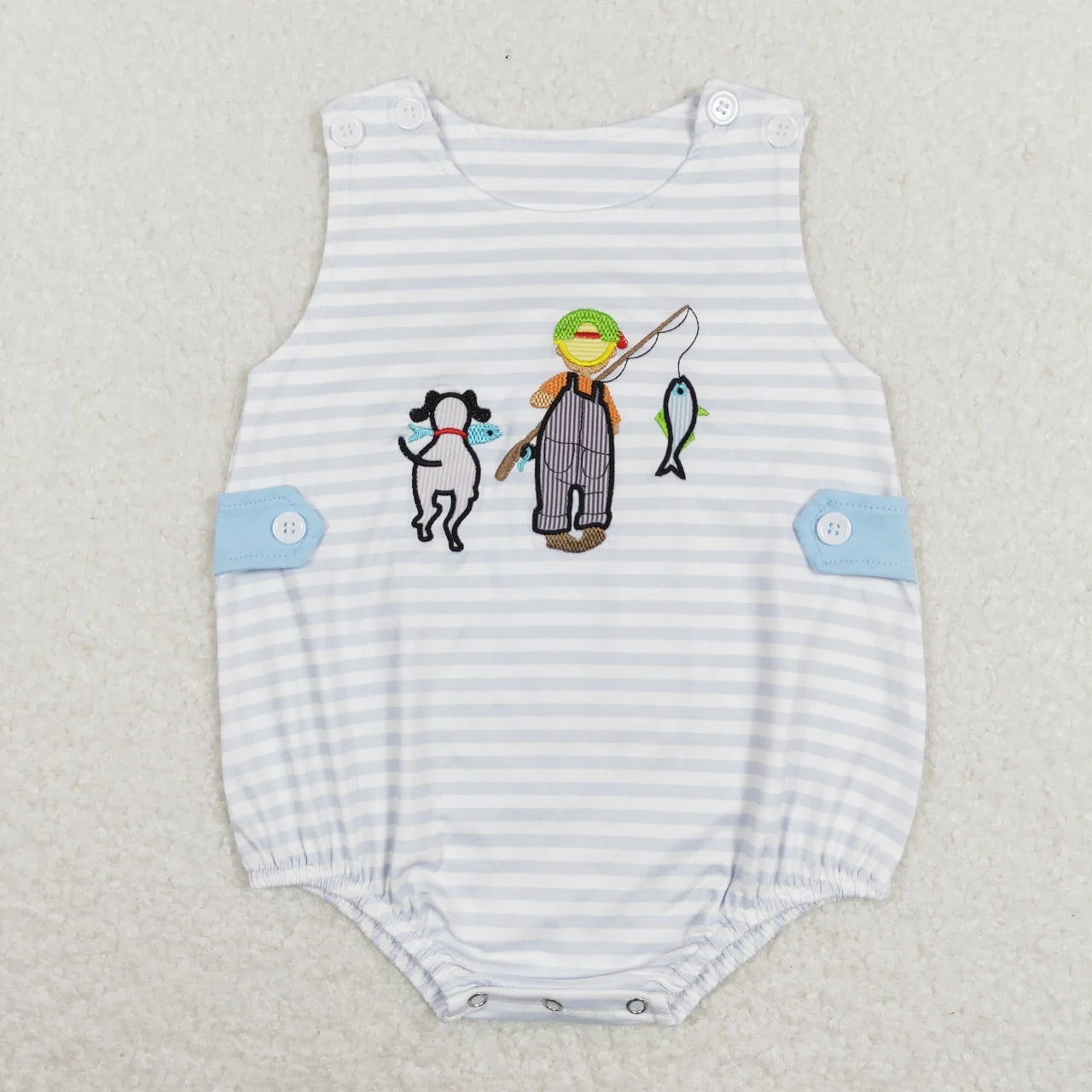 Wholesale Newborn Romper Floral Blue Jumpsuit Embroidery Chicken Toddler Kid Children Summer Matching Baby Boy Girl One-Piece