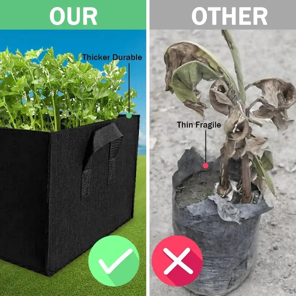 Garden Planting Bag with Handles Multi-Size Felt Grow Bag Rectangle Planting Nursery Pot Vegetable Tomato Potato Planting