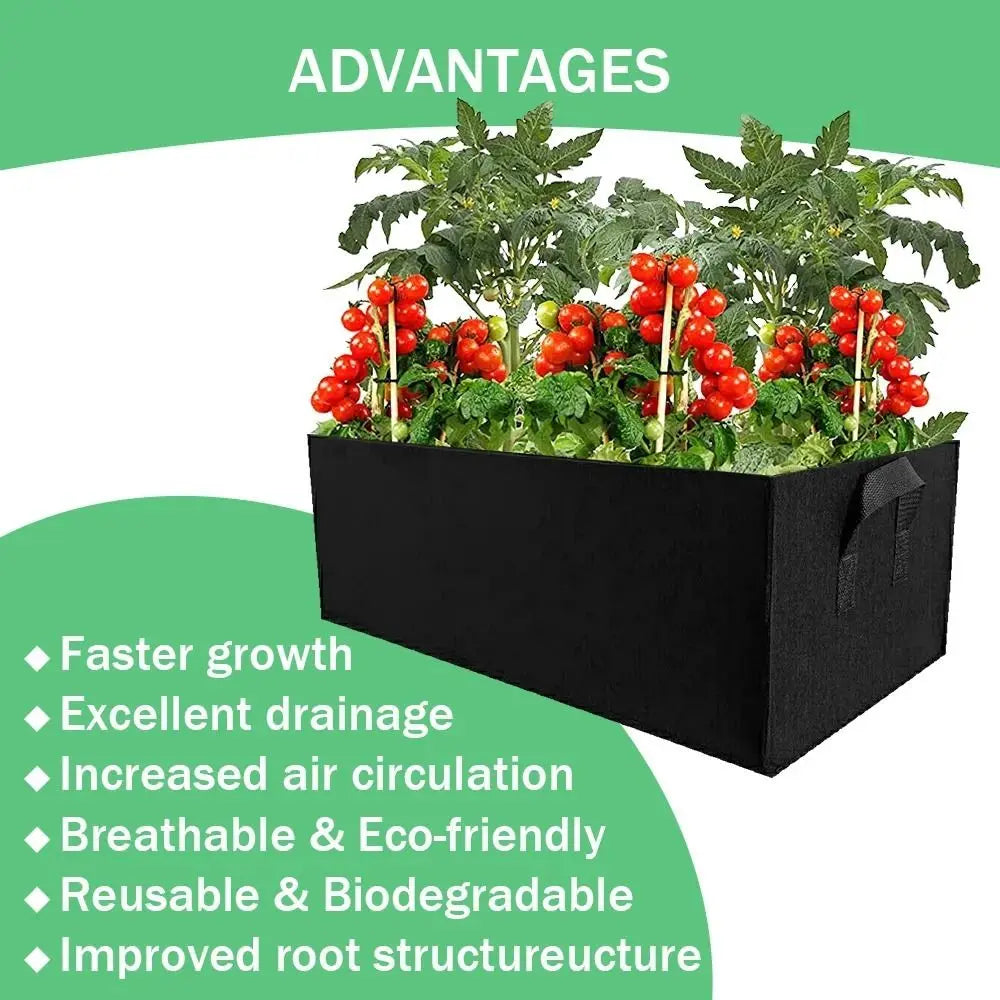 Garden Planting Bag with Handles Multi-Size Felt Grow Bag Rectangle Planting Nursery Pot Vegetable Tomato Potato Planting
