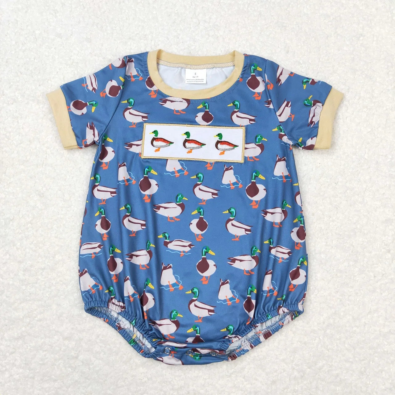 Wholesale Newborn Romper Floral Blue Jumpsuit Embroidery Chicken Toddler Kid Children Summer Matching Baby Boy Girl One-Piece