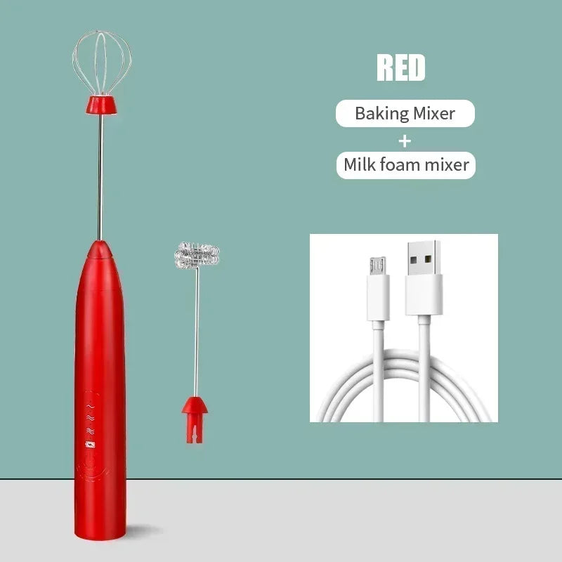 2-In-1 Kitchen Items USB Charging Electric Egg Beater Mini Blender Kitchens Accessories Mixer Household Gadgets Double Head Bar