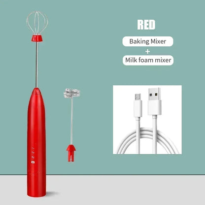 2-In-1 Kitchen Items USB Charging Electric Egg Beater Mini Blender Kitchens Accessories Mixer Household Gadgets Double Head Bar