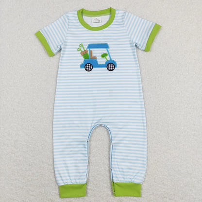 Wholesale Newborn Romper Floral Blue Jumpsuit Embroidery Chicken Toddler Kid Children Summer Matching Baby Boy Girl One-Piece