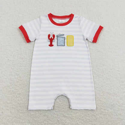 Wholesale Newborn Romper Floral Blue Jumpsuit Embroidery Chicken Toddler Kid Children Summer Matching Baby Boy Girl One-Piece