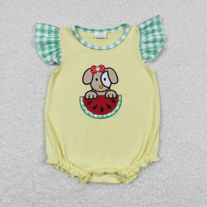 Wholesale Newborn Romper Floral Blue Jumpsuit Embroidery Chicken Toddler Kid Children Summer Matching Baby Boy Girl One-Piece