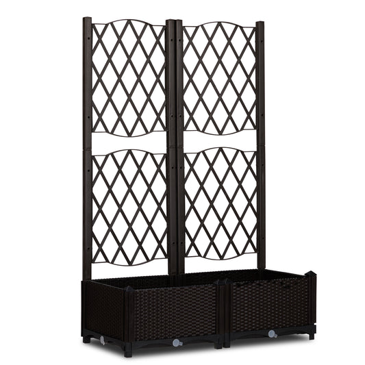 80X40X122.5Cm, Carbon Color, 2-In-1 Assembly Type, Planting Trellis, Plastic Trellis with Planting Box