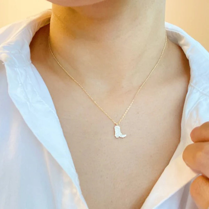 Glam Cow Girl Boot Necklace