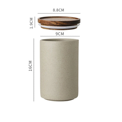 Retro Ceramic Storage Jar Tea Coffee Jars Wooden Lid Sealed Can Organizer Box Home Kitchen Food Storage Containers Kitchen Items