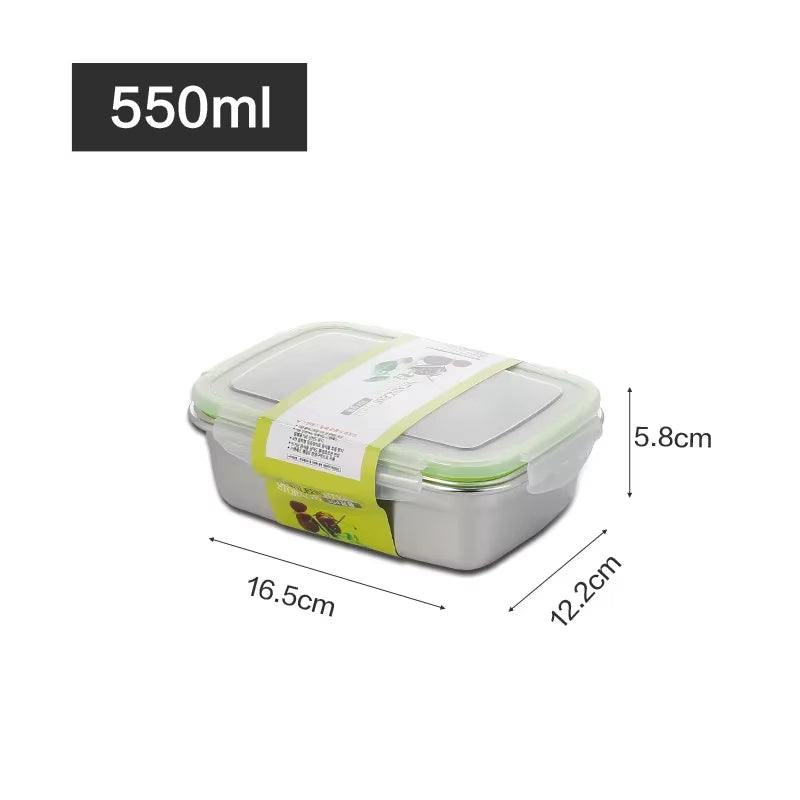 Stainless Steel Food Storage Container Fresh Keeping Crisper Box Insulated Kitchen Sealing Home Office Organizer Kitchen Items