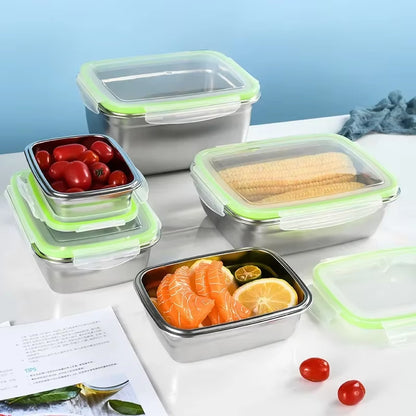 Stainless Steel Food Storage Container Fresh Keeping Crisper Box Insulated Kitchen Sealing Home Office Organizer Kitchen Items