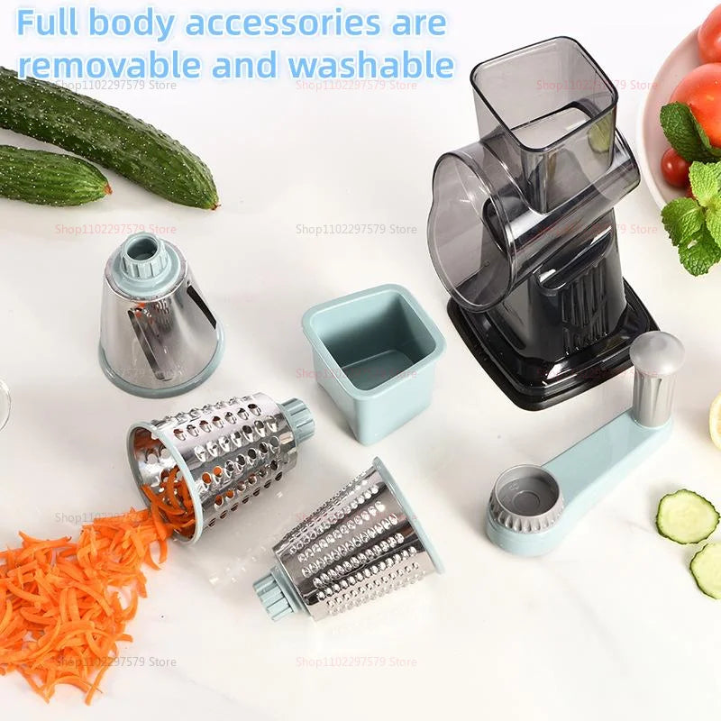 3 In1 Rotary Cheese Grater Vegetable Slicer Nut Grinder Manual Shredder for Fruits Vegetables Nut Butter Kitchen Items Tools