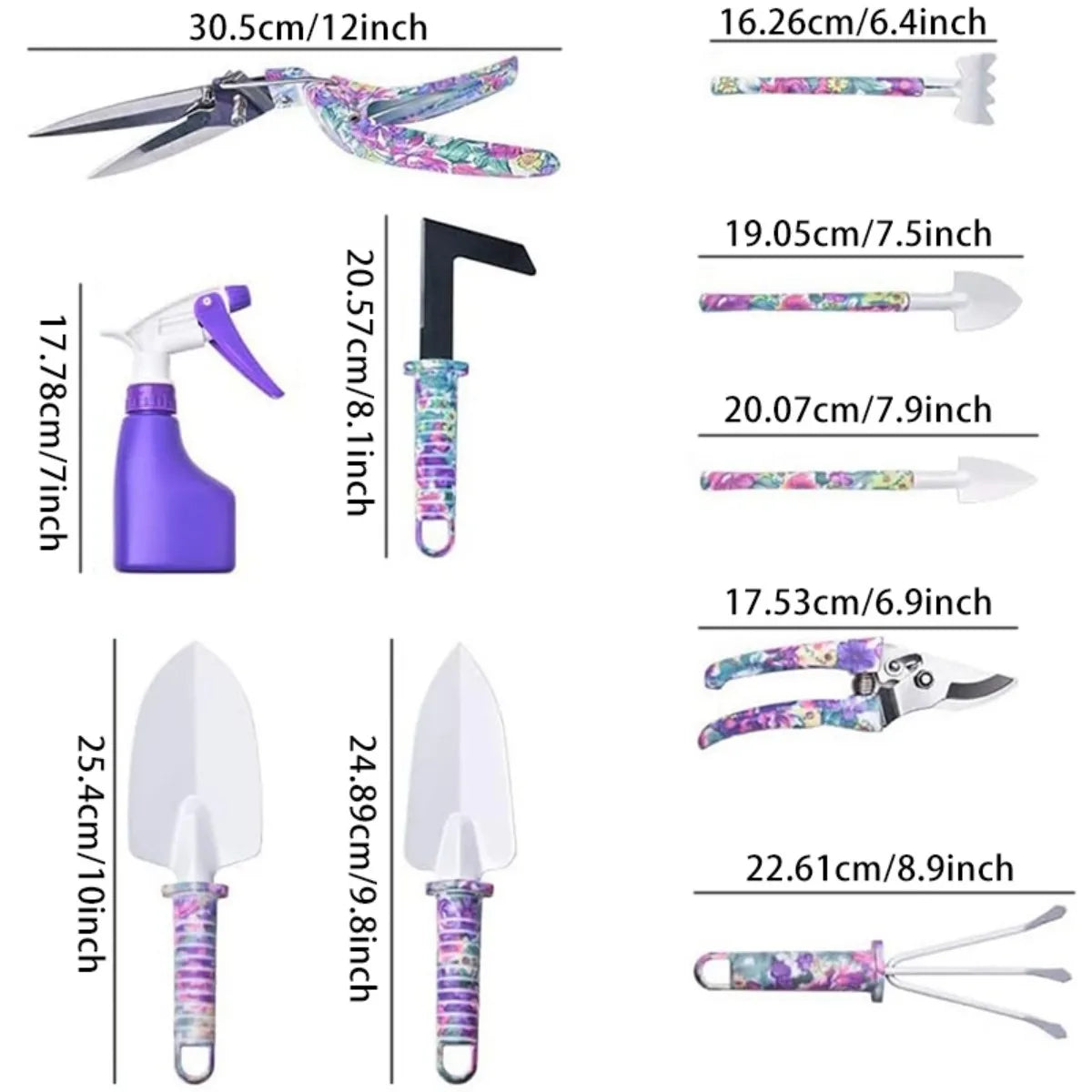 Flower Print Gardening Set, Watering Can/Shovel Gardening Tool Set, Watering Can, Yard, Lawn and Gardening, Hand Gardening Tools