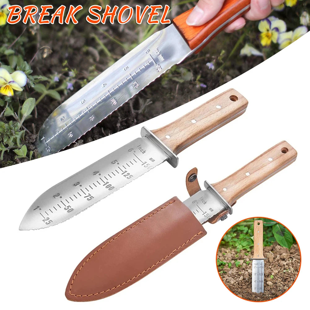 Professional Steel Gardening Shovel Gardener-Digging Tool Multifunction Garden Cutter with Leather Sheath Gardening Tools