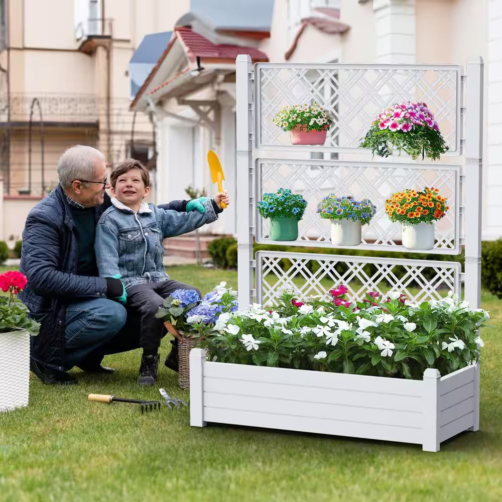3-Tier Gray Resin Garden Plant Stand