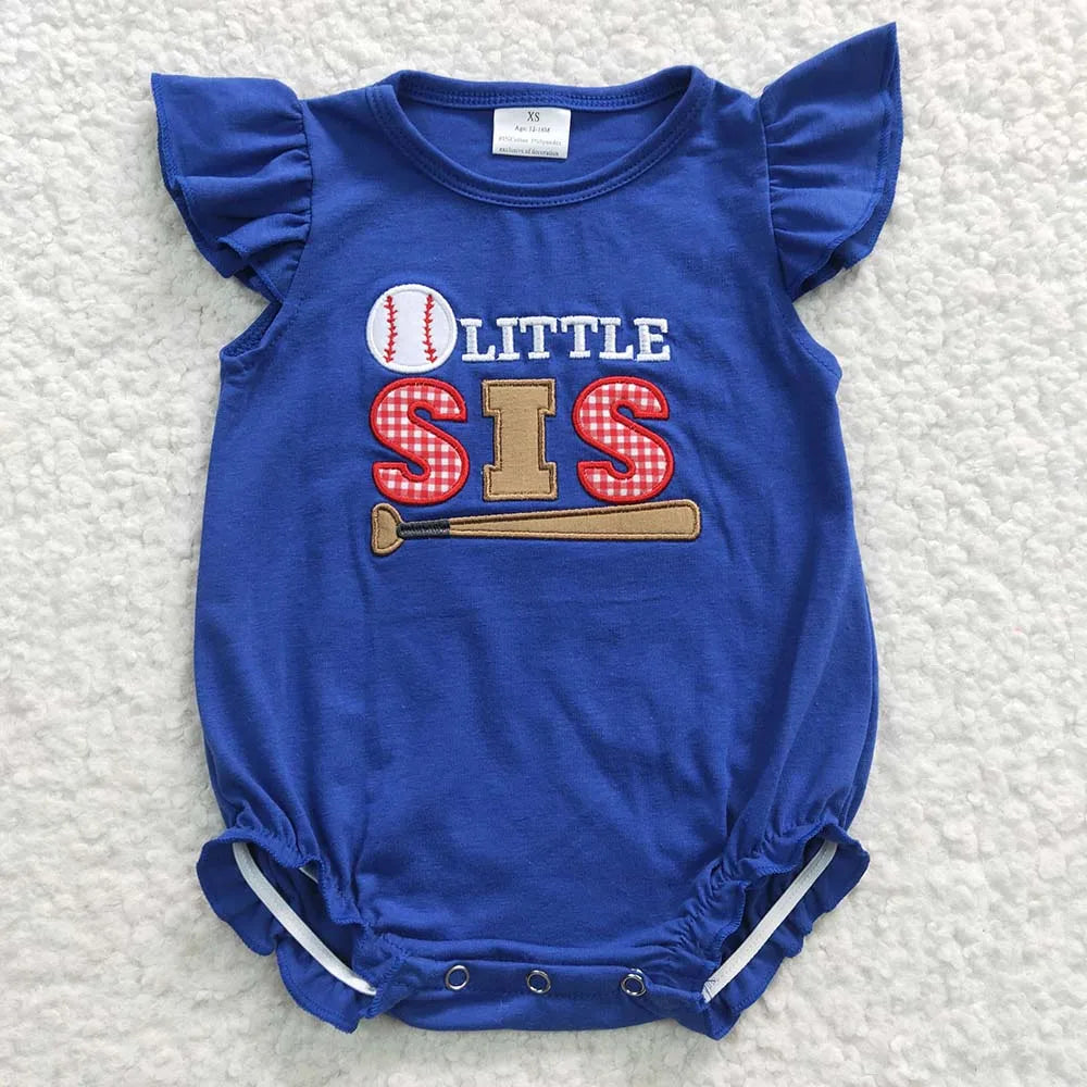 Wholesale Newborn Romper Floral Blue Jumpsuit Embroidery Chicken Toddler Kid Children Summer Matching Baby Boy Girl One-Piece