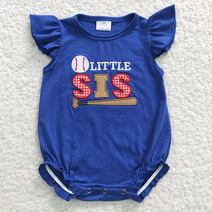 Wholesale Newborn Romper Floral Blue Jumpsuit Embroidery Chicken Toddler Kid Children Summer Matching Baby Boy Girl One-Piece