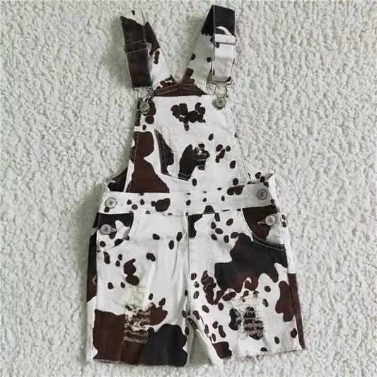Baby Girl Denim Cow Overalls Summer Shorts Kid Backless Clothing Wholesale Children Toddler Pocket Shorts