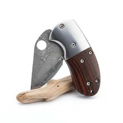 Mini Damascus Steel Folding Knife – Compact EDC Pocket Knife for Men | Gift Knife