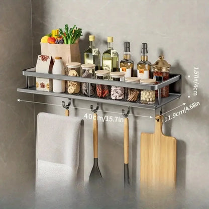 1 PC Multifunctional Kitchen Rack Spice Storage Rack Wall Mounted Kitchen Utensil Shovel Hook Rack for Kitchen Items Storage