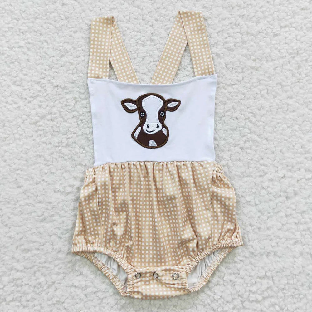 Wholesale Newborn Romper Floral Blue Jumpsuit Embroidery Chicken Toddler Kid Children Summer Matching Baby Boy Girl One-Piece