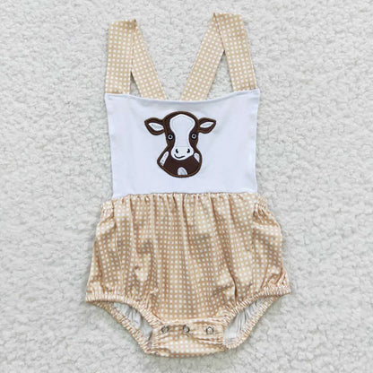 Wholesale Newborn Romper Floral Blue Jumpsuit Embroidery Chicken Toddler Kid Children Summer Matching Baby Boy Girl One-Piece