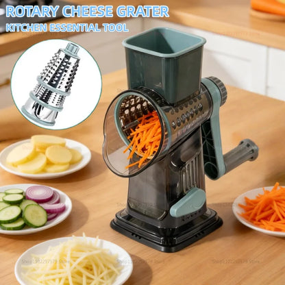 3 In1 Rotary Cheese Grater Vegetable Slicer Nut Grinder Manual Shredder for Fruits Vegetables Nut Butter Kitchen Items Tools