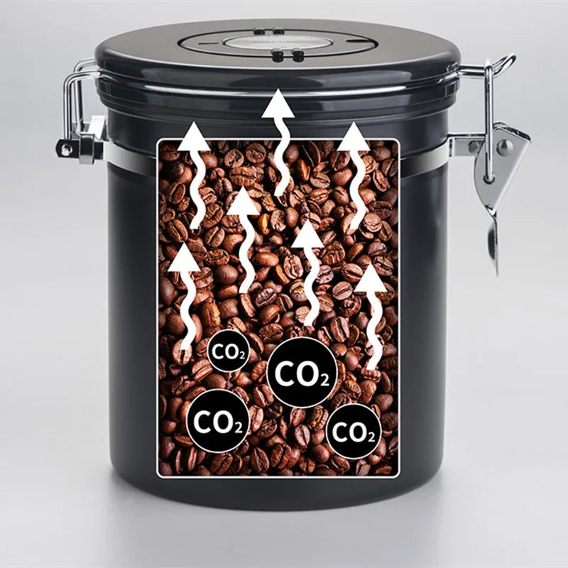 304 Stainless Steel Airtight Tank Coffee Bean Storage Tea Cans Kitchen Moisture-Proof Storage Grain Storage Box Kitchen Items