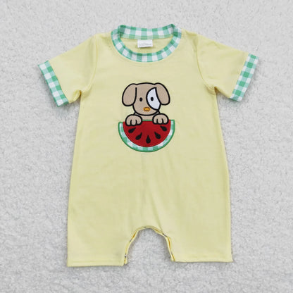 Wholesale Newborn Romper Floral Blue Jumpsuit Embroidery Chicken Toddler Kid Children Summer Matching Baby Boy Girl One-Piece