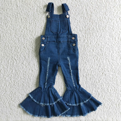 Baby Girl Denim Cow Overalls Summer Shorts Kid Backless Clothing Wholesale Children Toddler Pocket Shorts