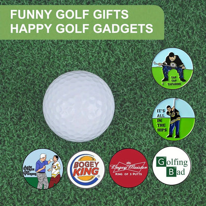 6 Counts Funny Happy Gilmore Golf Ball Marker Sets, Golf Accessories for Men Golfers Dad Boyfriend Retirement Fathers Day