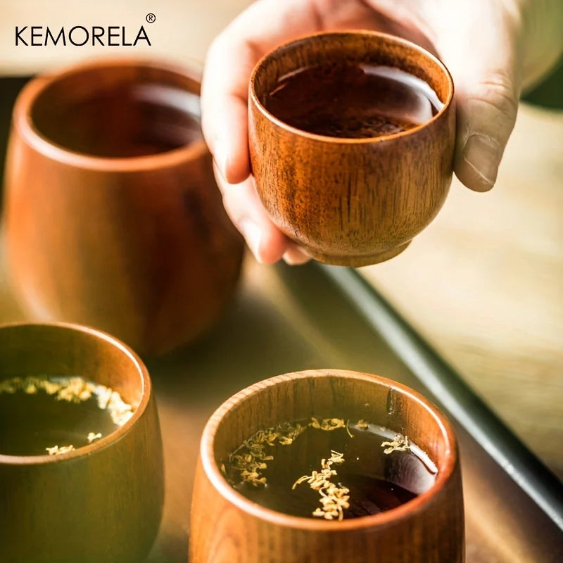 2PCS  Japanese Tea Cup, Wooden Water Cup, Drinking Cups, Summer Winter Drinkware, Home Kitchen Items, 5.7OZ/170ML