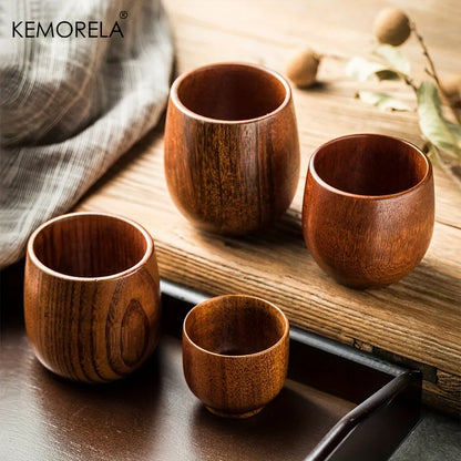 2PCS  Japanese Tea Cup, Wooden Water Cup, Drinking Cups, Summer Winter Drinkware, Home Kitchen Items, 5.7OZ/170ML