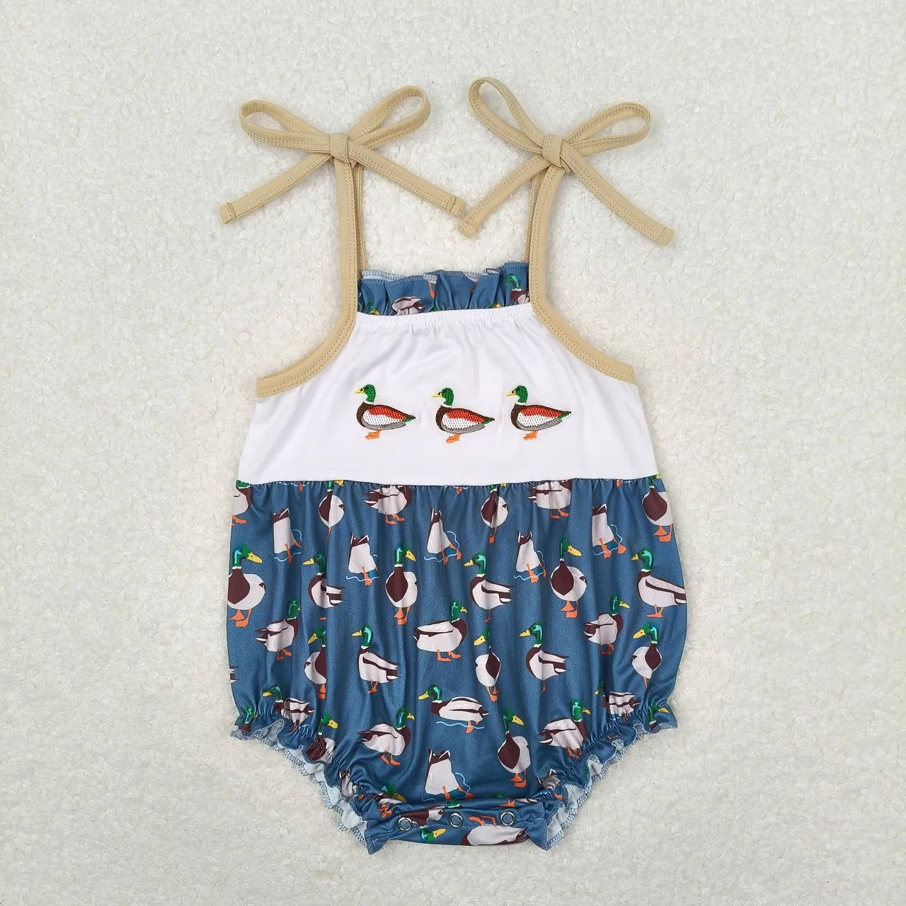 Wholesale Newborn Romper Floral Blue Jumpsuit Embroidery Chicken Toddler Kid Children Summer Matching Baby Boy Girl One-Piece