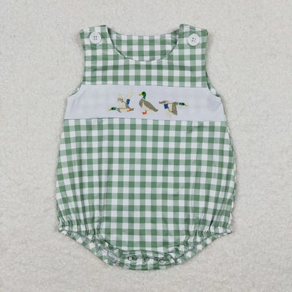 Wholesale Newborn Romper Floral Blue Jumpsuit Embroidery Chicken Toddler Kid Children Summer Matching Baby Boy Girl One-Piece