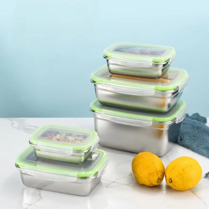 Stainless Steel Food Storage Container Fresh Keeping Crisper Box Insulated Kitchen Sealing Home Office Organizer Kitchen Items
