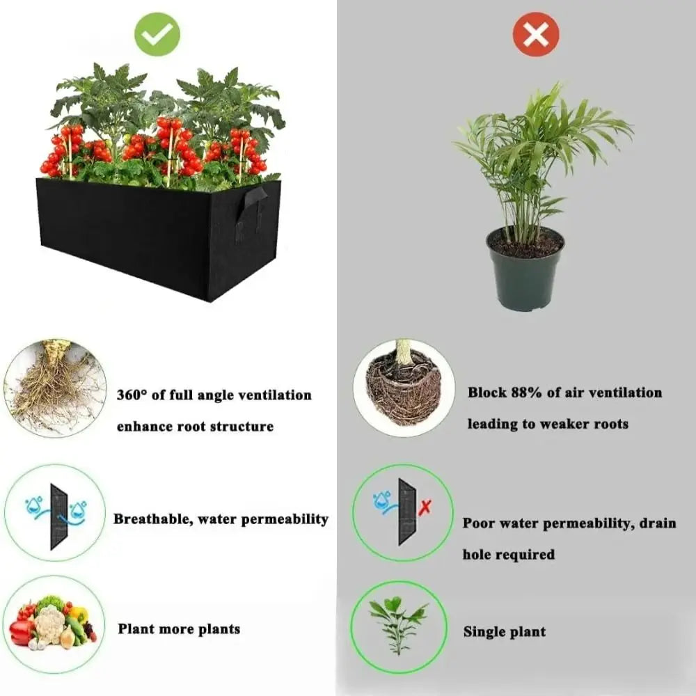 Garden Planting Bag with Handles Multi-Size Felt Grow Bag Rectangle Planting Nursery Pot Vegetable Tomato Potato Planting