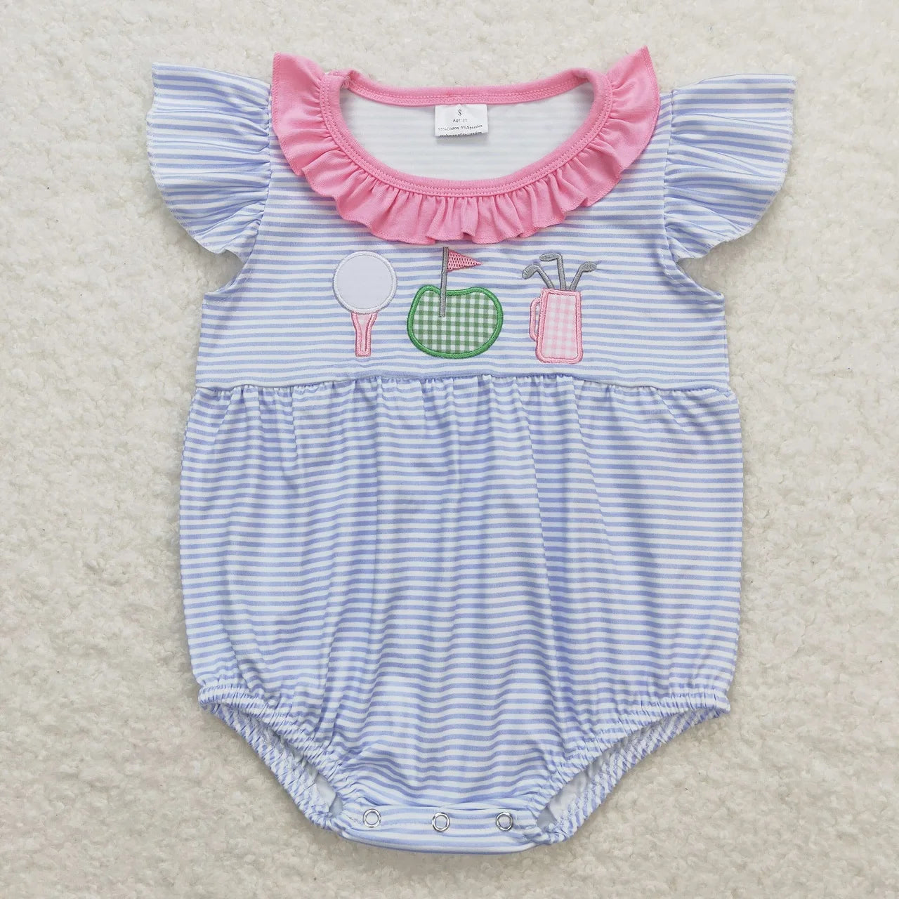Wholesale Newborn Romper Floral Blue Jumpsuit Embroidery Chicken Toddler Kid Children Summer Matching Baby Boy Girl One-Piece
