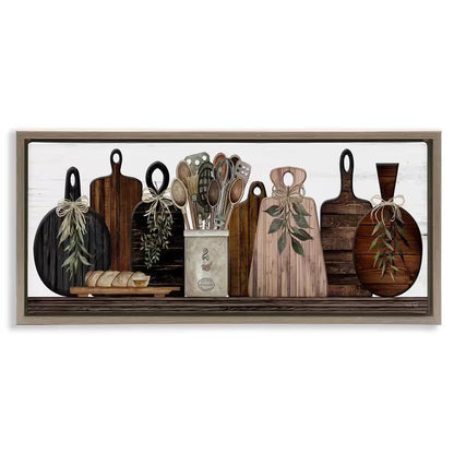 Wooden Kitchen Items by Cindy Jacobs Brown Floater Frame Graphic Art Print Food 25 In. X 11 In.