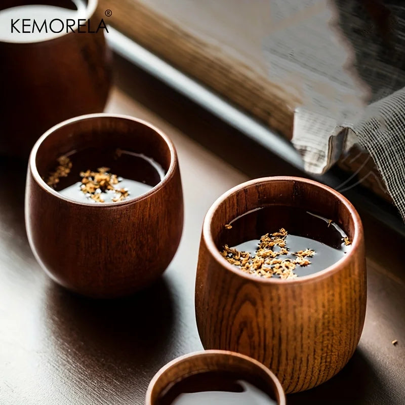 2PCS  Japanese Tea Cup, Wooden Water Cup, Drinking Cups, Summer Winter Drinkware, Home Kitchen Items, 5.7OZ/170ML