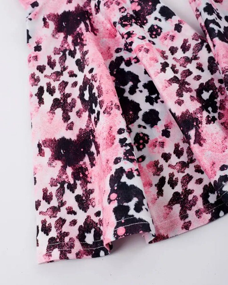 NEW Boutique Girls Pink Cow Print Bell Bottoms Outfit
