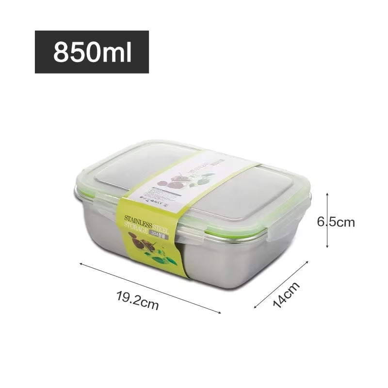 Stainless Steel Food Storage Container Fresh Keeping Crisper Box Insulated Kitchen Sealing Home Office Organizer Kitchen Items