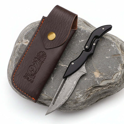 Damascus Steel Folding Knife – High Hardness Self-Defense Pocket Knife for Men | EDC Survival Knife