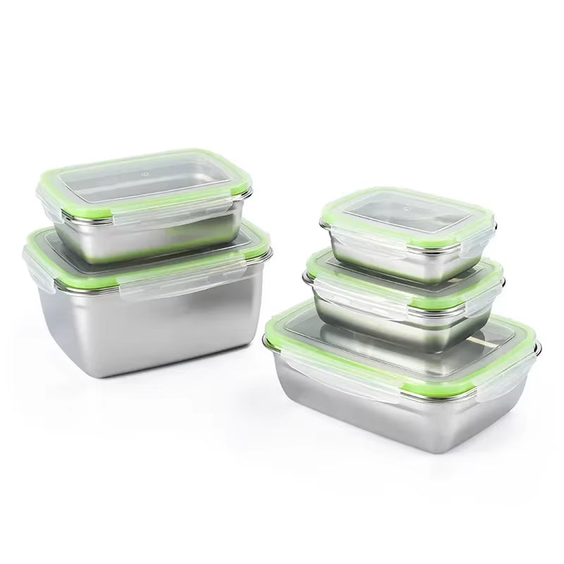 Stainless Steel Food Storage Container Fresh Keeping Crisper Box Insulated Kitchen Sealing Home Office Organizer Kitchen Items