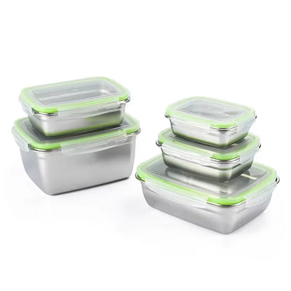 Stainless Steel Food Storage Container Fresh Keeping Crisper Box Insulated Kitchen Sealing Home Office Organizer Kitchen Items